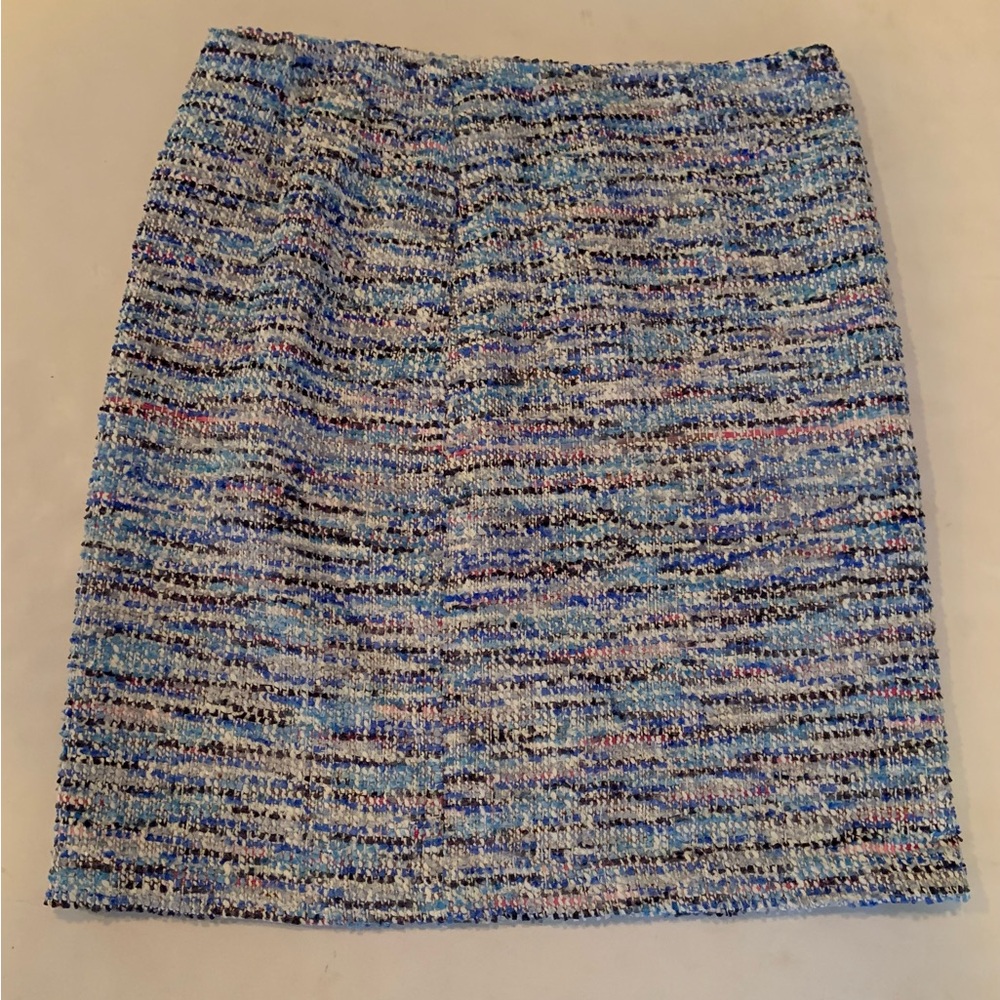 J. McLaughlin Classic Blue Tweed Pencil Skirt Side Zippered Women’s Size 10 - Picture 2 of 10